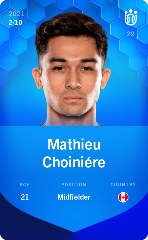 Sorare - Sorare Official - Mathieu Choiniére 2021-22 • Super Rare 2/10 - NFT # 83389763763425501206277499848512939911025562634090310034030901310402328221803