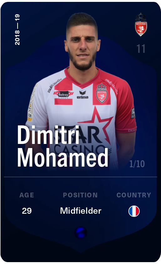 Sorare - Sorare Official - Dimitri Mohamed 2018-19 • Super Rare 1/10 - NFT # 39948457150040381058400692673704561600521352235278482949619282012118929131029
