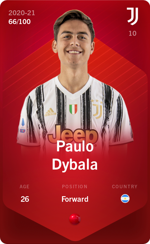 Sorare - Sorare Official - Paulo Dybala 2020-21 • Rare 66/100 - NFT # 66120129226372209959803115664479490224013617836899188893082941856472807513608