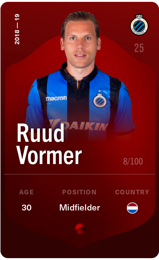 Sorare - Sorare Official - Ruud Vormer 2018-19 • Rare 8/100 - NFT # 113867447468328576064561773894558247048323071619890532571634595838069399731412