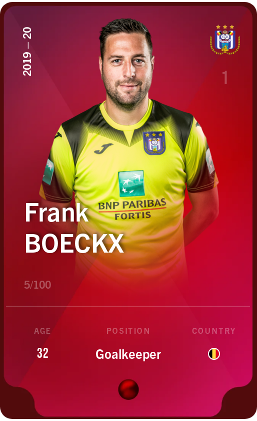 Sorare - Sorare Official - Frank Boeckx 2019-20 • Rare 5/100 - NFT # 12350312498933356570165401984360214986731269190825571713823370212642810253079