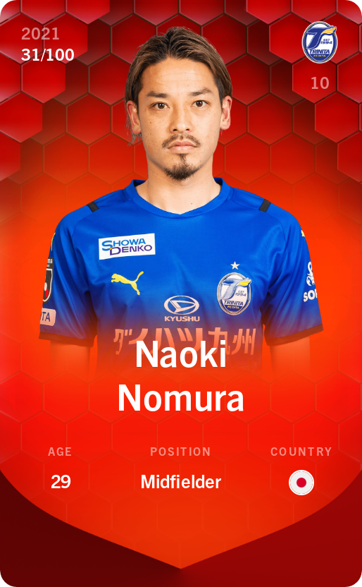 Sorare - Sorare Official - Naoki Nomura 2021-22 • Rare 31/100 - NFT # 36903570507793723815771084768156303336079243339667936485676681887067483393931