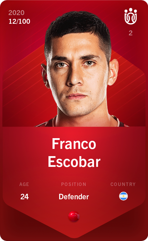 Sorare - Sorare Official - Franco Escobar 2020-21 • Rare 12/100 - NFT # 63859217043722401364716486134483173846047020885212946649940382604035941015128