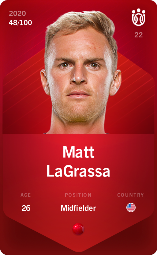 Sorare - Sorare Official - Matt LaGrassa 2020-21 • Rare 48/100 - NFT # 37899757874928054424673123468516649515885226431543295984553269544603033388145