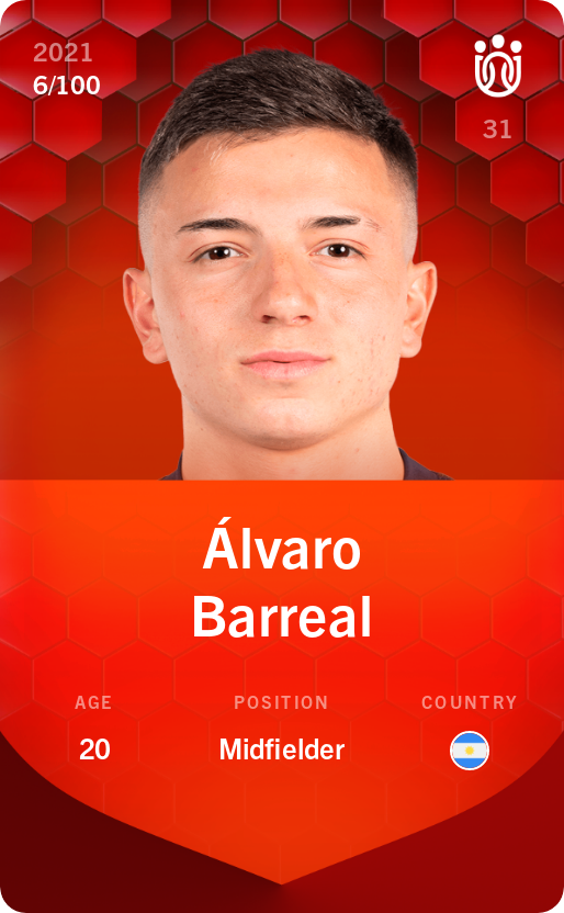 Sorare - Sorare Official - Álvaro Barreal 2021-22 • Rare 6/100 - NFT # 108129210826845159545699536277857516956795797783250638211058163605780775445208