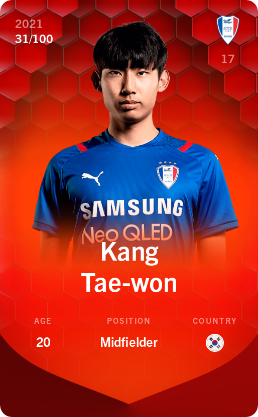 Sorare - Sorare Official - Kang Tae-won 2021-22 • Rare 31/100 - NFT # 69703709984235383753928350459173273124146994220540654676697554504738555363396
