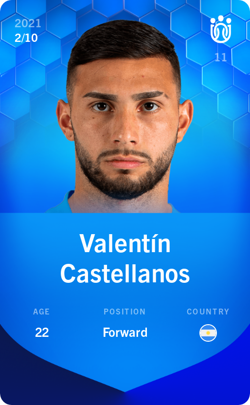 Sorare - Sorare Official - Valentín Castellanos 2021-22 • Super Rare 2/10 - NFT # 6536936508121789303509730206688164492192008374271190701077099310517724679943