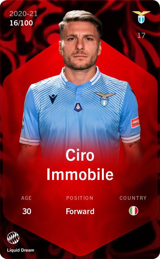 Sorare - Sorare Official - Ciro Immobile 2020-21 • Rare 16/100 - NFT # 82079470343443796787666615548220359367444606180814356509947668757622507633910