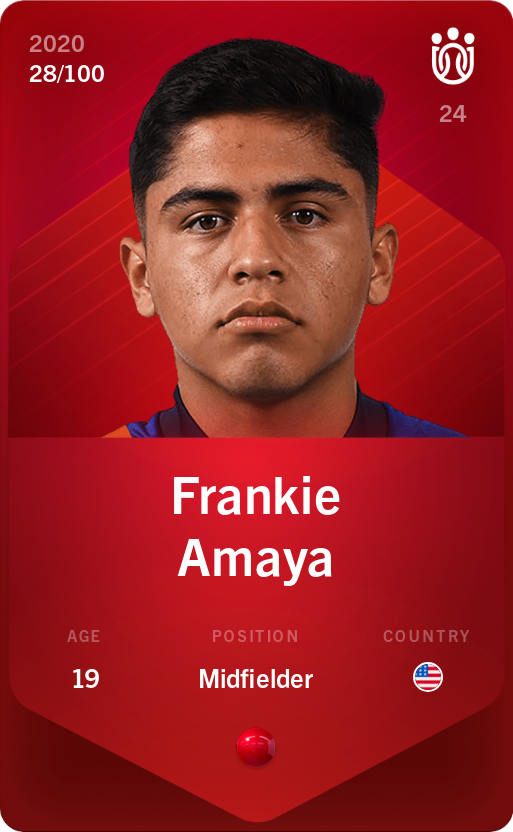 Sorare - Sorare Official - Frankie Amaya 2020-21 • Rare 28/100 - NFT # 47337263286708360760894293895807714719206512644982709650561813006370796806271