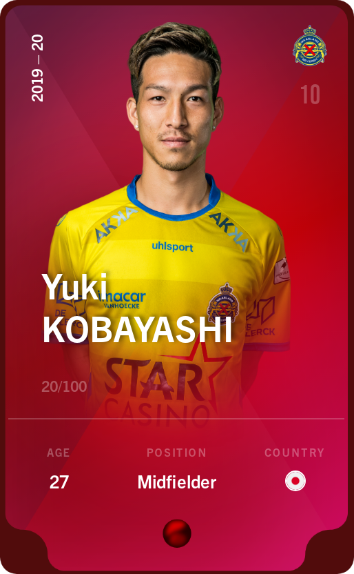 Sorare - Sorare Official - Yuki Kobayashi 2019-20 • Rare 20/100 - NFT # 23228552856724996769576192656454273092523029121002571127131460928040011071643