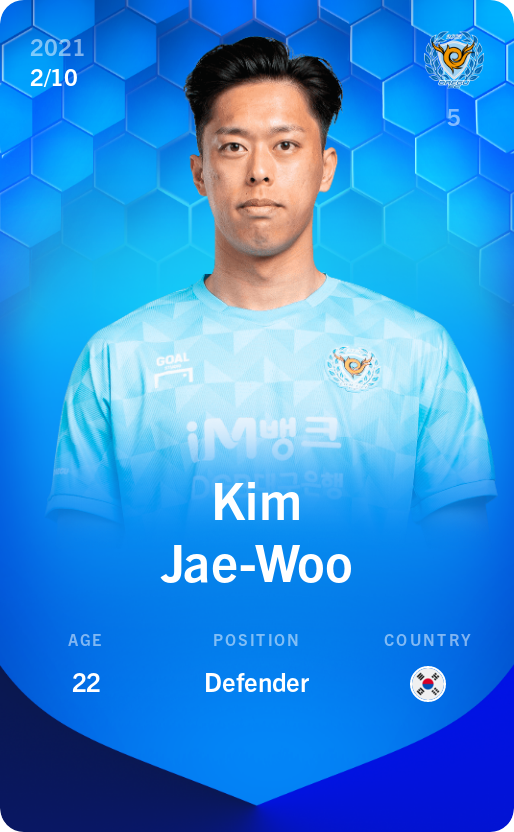 Sorare - Sorare Official - Kim Jae-Woo 2021-22 • Super Rare 2/10 - NFT # 82532674124217658899501858984561146827664034022083929872268479267107892312432