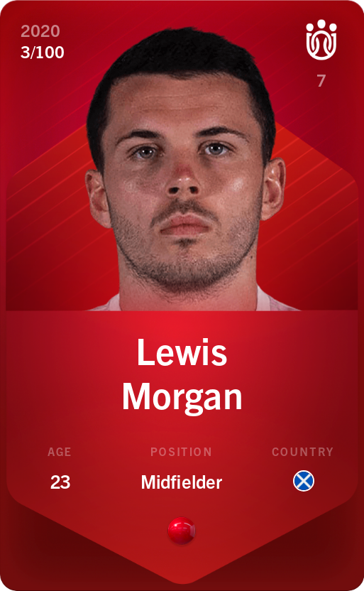 Sorare - Sorare Official - Lewis Morgan 2020-21 • Rare 3/100 - NFT # 85197279317193606011912095380628569323880685937320277800576124030268850701890