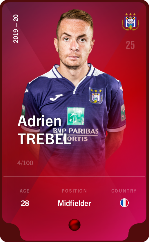 Sorare - Sorare Official - Adrien Trebel 2019-20 • Rare 4/100 - NFT # 30570566979594709202861261122744258025876368287308802276954591262396645779307