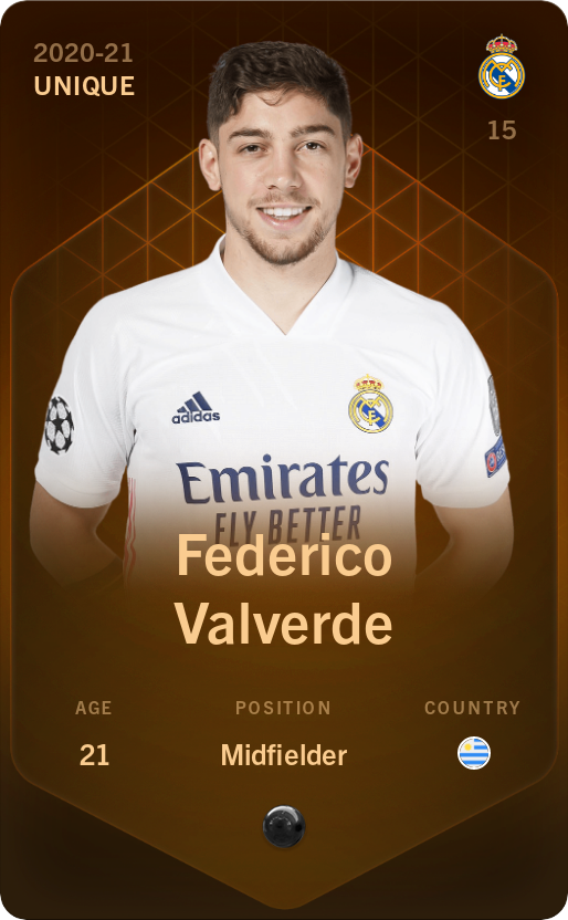 Sorare - Sorare Official - Federico Valverde 2020-21 • Unique - NFT # 102970055980856419517875151665789227475561905068903503508424824581881077326319