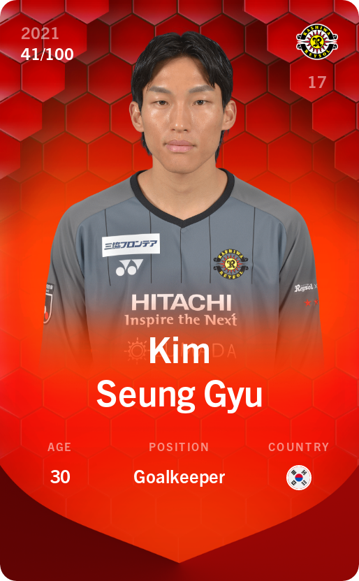 Sorare - Sorare Official - Kim Seung Gyu 2021-22 • Rare 41/100 - NFT # 84987622621422800183574369455416736497568196479472964183859048033129383877426