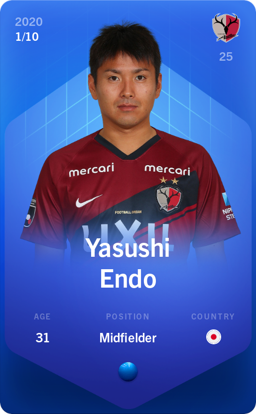 Sorare - Sorare Official - Yasushi Endo 2020-21 • Super Rare 1/10 - NFT # 51137926801929108282789936544370943778368229090508361723106002461299465754045