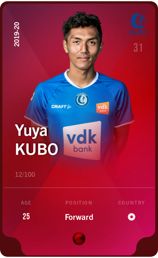 Sorare - Sorare Official - Yuya Kubo 2019-20 • Rare 12/100 - NFT # 16046323083930554511409514472001632930673052593720634412359584052053551552908