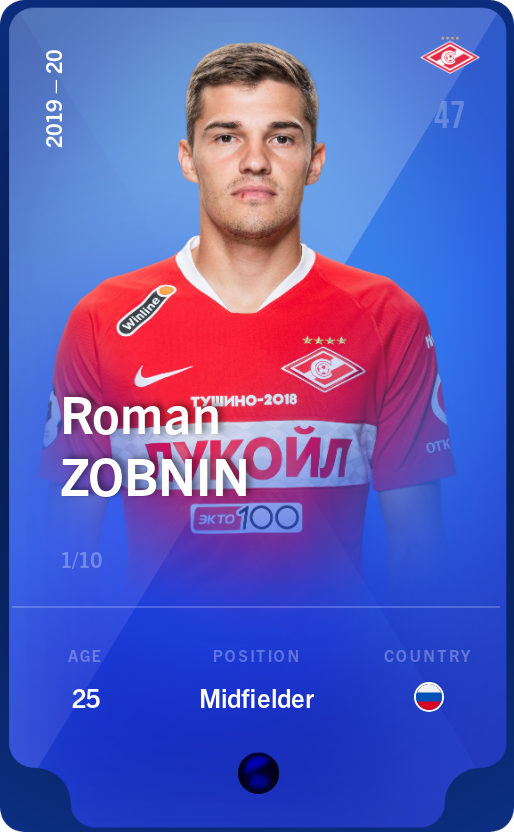 Sorare - Sorare Official - Roman Zobnin 2019-20 • Super Rare 1/10 - NFT # 14818128946236461434235656456192901625598680084900826293149597594798792162256