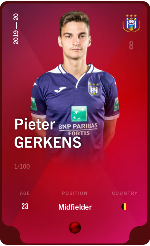 Sorare - Sorare Official - Pieter Gerkens 2019-20 • Rare 1/100 - NFT # 2100204468468547755902292612581705818742595735571219783724024183570669121834
