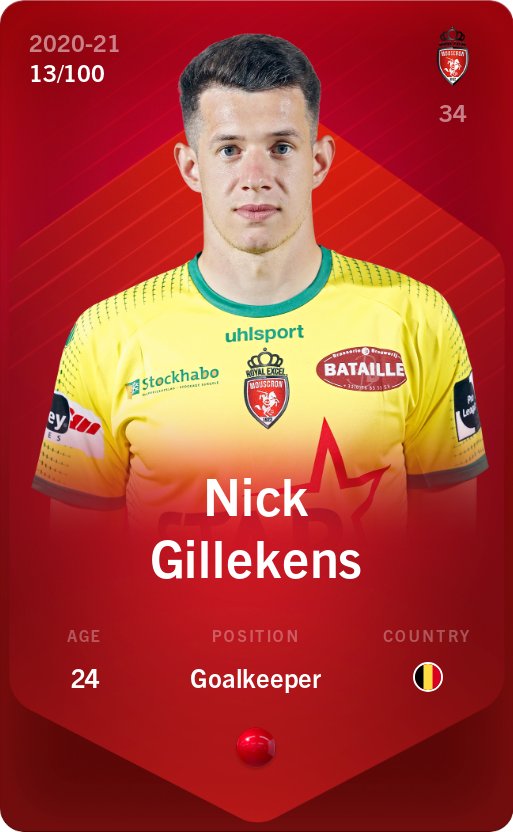 Sorare - Sorare Official - Nick Gillekens 2020-21 • Rare 13/100 - NFT # 42689850378987212535636533163652606902188389559993544525205460977398816652638