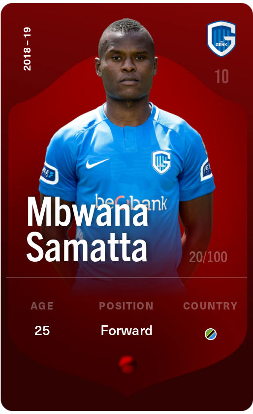Sorare - Sorare Official - Mbwana Samatta 2018-19 • Rare 20/100 - NFT # 60860354894771884448727763941798722060214751020090931070103094540720465896260