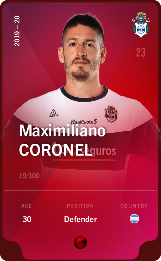 Sorare - Sorare Official - Maximiliano Coronel 2019-20 • Rare 19/100 - NFT # 77933856444912093720847780356280697340452749073670936720729708330507970830791