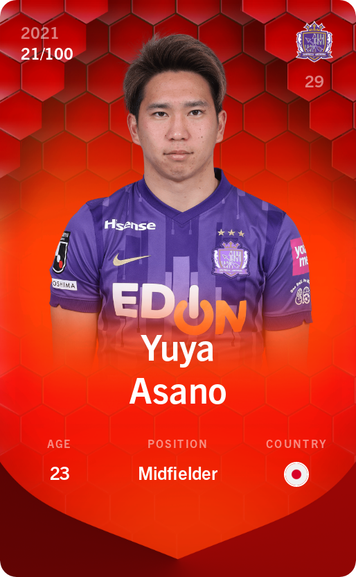 Sorare - Sorare Official - Yuya Asano 2021-22 • Rare 21/100 - NFT # 53767321901852159403871627507229570390791284016017442991237976274483263876854