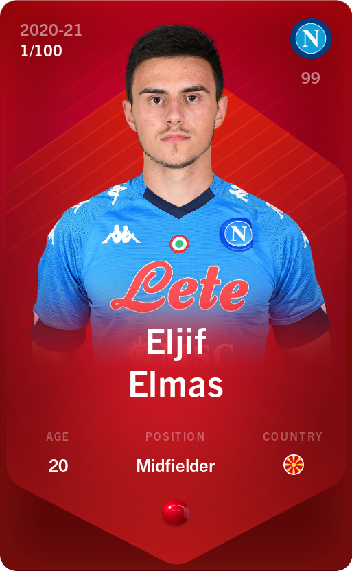 Sorare - Sorare Official - Eljif Elmas 2020-21 • Rare 1/100 - NFT # 51879995924841011847159396662633552332905871226755762997812688340620557040928