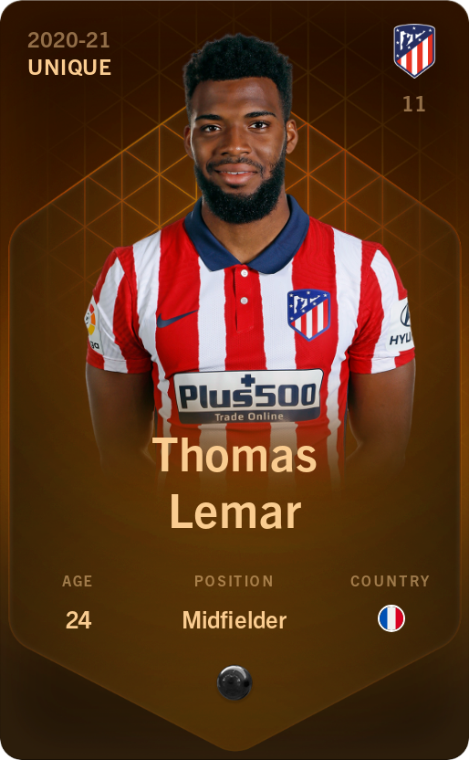 Sorare - Sorare Official - Thomas Lemar 2020-21 • Unique - NFT # 77905766980505821058956295633425870187478482813058553789513657654906121440562