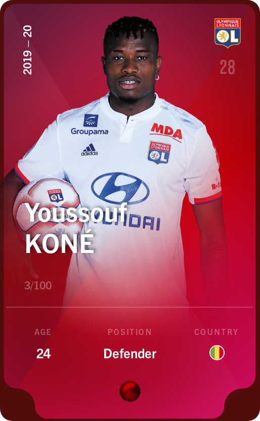 Sorare - Sorare Official - Youssouf Koné 2019-20 • Rare 3/100 - NFT # 77139605007271673962868176192584972418213809985405091926695521582514337695935