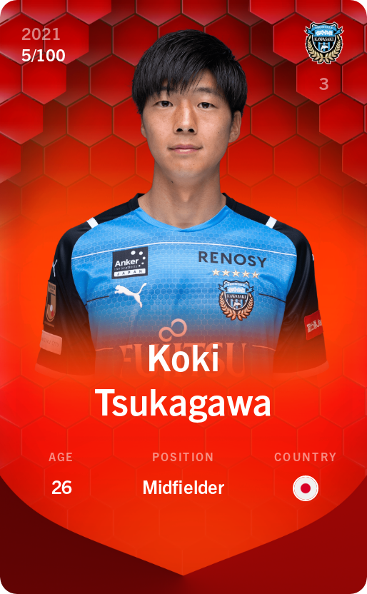 Sorare - Sorare Official - Koki Tsukagawa 2021-22 • Rare 5/100 - NFT # 31277392717537952947739258999478466415186797118778485195655474787130324646648