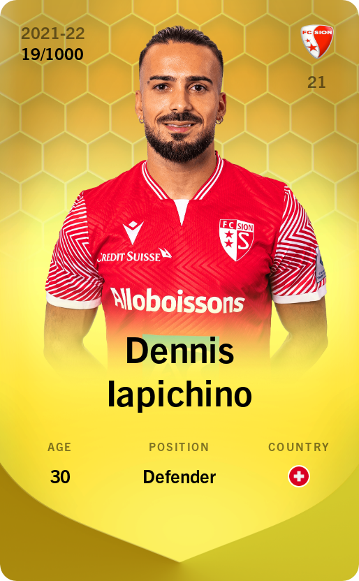 Sorare - Sorare Official - Dennis Iapichino 2021-22 • Limited 19/1000 - NFT # 49403123364570853228885930024304949938058250382737737853105616303447559026309