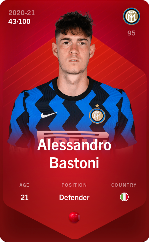 Sorare - Sorare Official - Alessandro Bastoni 2020-21 • Rare 43/100 - NFT # 21005984473237912804609807190949868179803783781755928385486232730214224638358