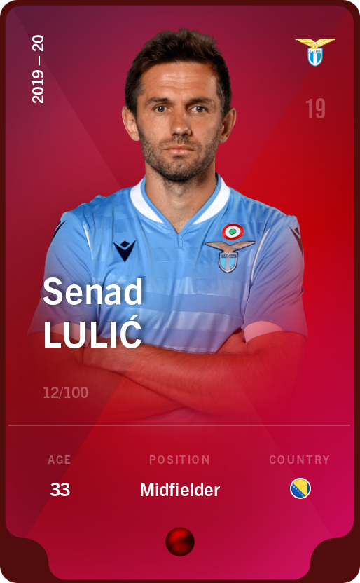 Sorare - Sorare Official - Senad Lulić 2019-20 • Rare 12/100 - NFT # 83430618250048782965999607578050261256315567133376075105006083866968139905375