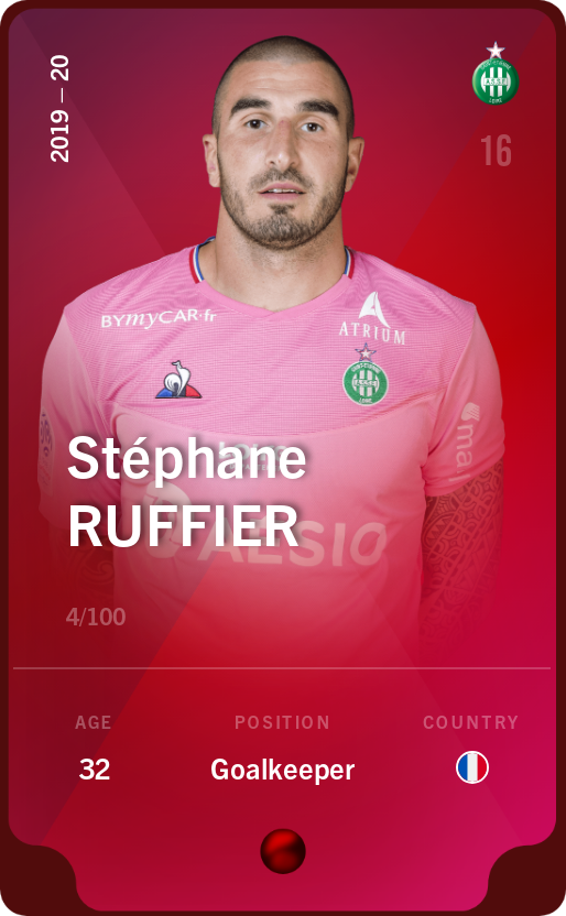 Sorare - Sorare Official - Stéphane Ruffier 2019-20 • Rare 4/100 - NFT # 64013133880721789065530099296614469820450155140753641859038800898303055023658