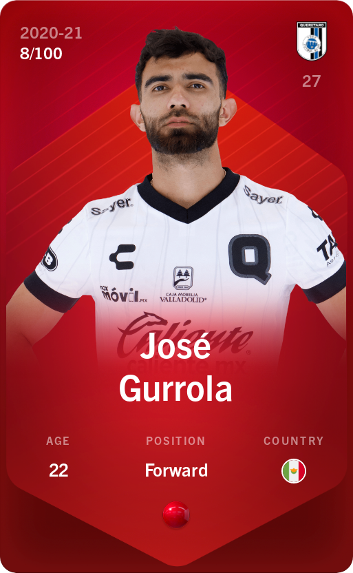 Sorare - Sorare Official - José Gurrola 2020-21 • Rare 8/100 - NFT # 43496909814009475247069245614829312534297813533131853325340348280964802474228