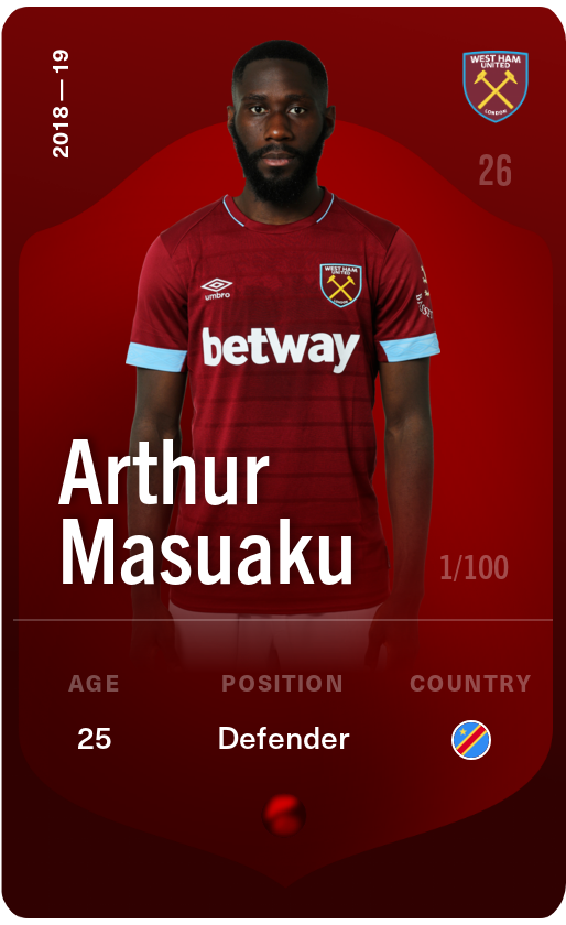 Sorare - Sorare Official - Arthur Masuaku 2018-19 • Rare 1/100 - NFT # 39899871056772549923148965669011667368818097631889417516036379048060442830132