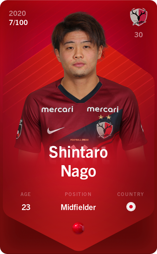 Sorare - Sorare Official - Shintaro Nago 2020-21 • Rare 7/100 - NFT # 69123370331032671300402280357900591638257370869265781366537071068103682404627