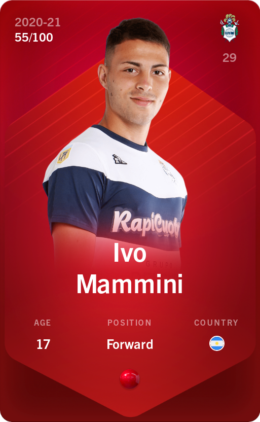 Sorare - Sorare Official - Ivo Mammini 2020-21 • Rare 55/100 - NFT # 20426651417580732678943482797263514413545071827934219554327244319923157789681