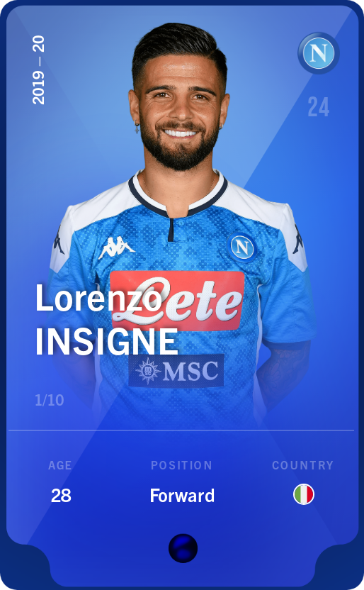 Sorare - Sorare Official - Lorenzo Insigne 2019-20 • Super Rare 1/10 - NFT # 106148691044087984785219553447747857865170176295825122432798987663059828601947
