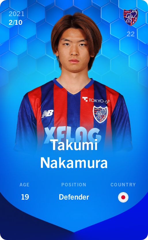 Sorare - Sorare Official - Takumi Nakamura 2021-22 • Super Rare 2/10 - NFT # 20908032166476342197810003121486802214796160458763123056377144596249010403102