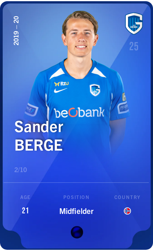 Sorare - Sorare Official - Sander Berge 2019-20 • Super Rare 2/10 - NFT # 50823435047014626966422400728352224405341723171658573494679475361784690939713