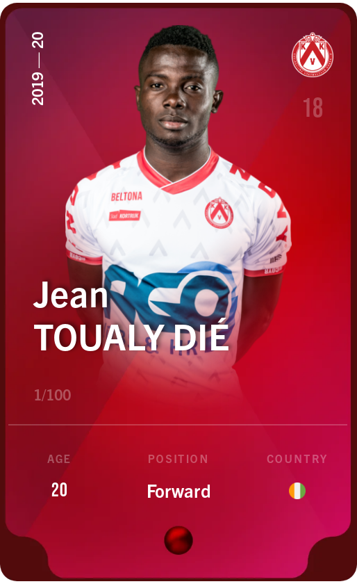 Sorare - Sorare Official - Jean Toualy Dié 2019-20 • Rare 1/100 - NFT # 8122624781072551442354062816517739963816200808381565039052736015098350000655