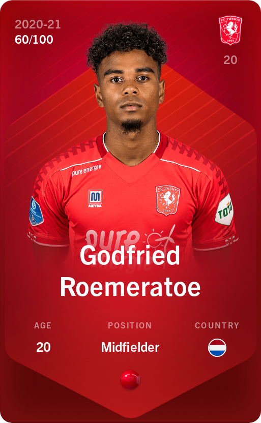 Sorare - Sorare Official - Godfried Roemeratoe 2020-21 • Rare 60/100 - NFT # 51948744574505279672306285306097518025563435884855777928768493053259550942354