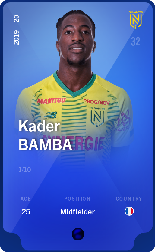 Sorare - Sorare Official - Kader Bamba 2019-20 • Super Rare 1/10 - NFT # 70027445009005843098037992334914082541309127694252763853380886175643180539033