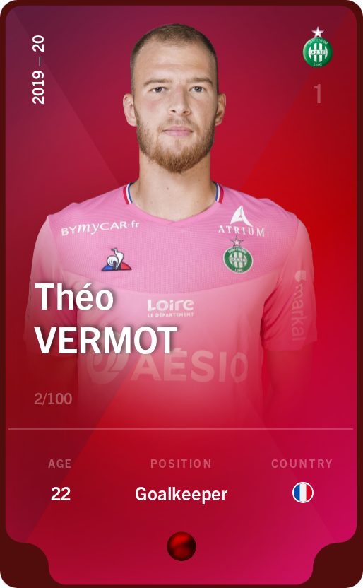Sorare - Sorare Official - Théo Vermot 2019-20 • Rare 2/100 - NFT # 53102143892222723535186701257649727632602364970515871815249123098368649146698