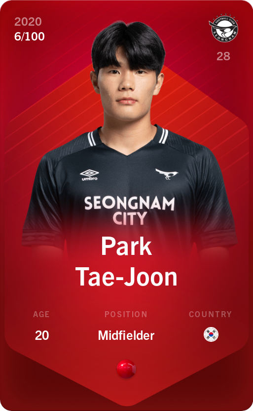 Sorare - Sorare Official - Park Tae-Joon 2020-21 • Rare 6/100 - NFT # 58872926965447781688529951428873093728151050971236969430274805350623747524952