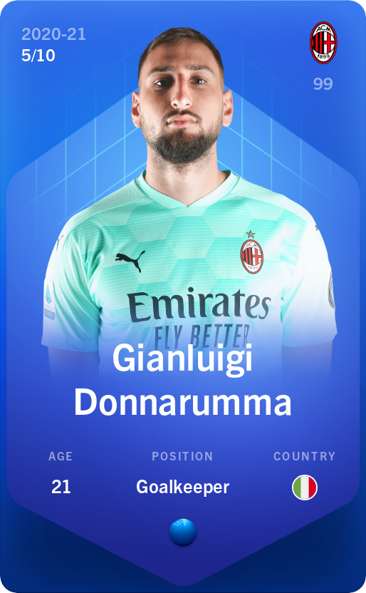 Sorare - Sorare Official - Gianluigi Donnarumma 2020-21 • Super Rare 5/10 - NFT # 104970729876331534277414982813337523020185015180302963070436964717203339756509