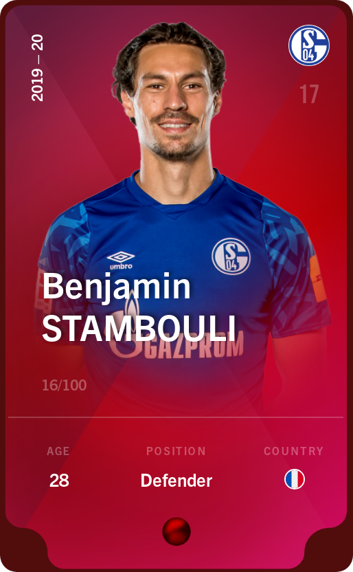 Sorare - Sorare Official - Benjamin Stambouli 2019-20 • Rare 16/100 - NFT # 44082166271125347571146823250687681650864481406147017016905123095540253767901