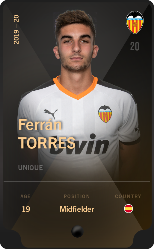 Sorare - Sorare Official - Ferrán Torres 2019-20 • Unique - NFT # 101062719410963430414559539132722338015957106389803198055061375090541645475702